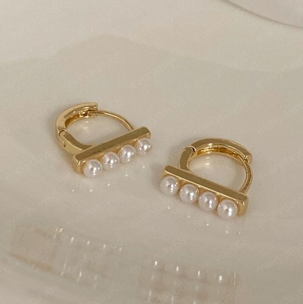 

simple pearl earrings korean style luxury temperament hoop earring party girl's jewelry, Golden;silver