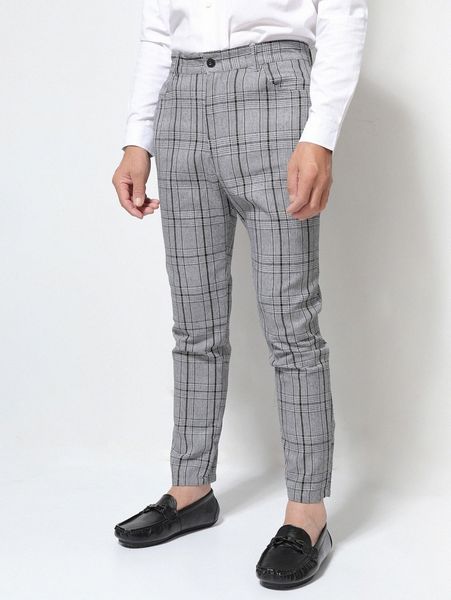 

men plaid tapered pants p3rj#, Black
