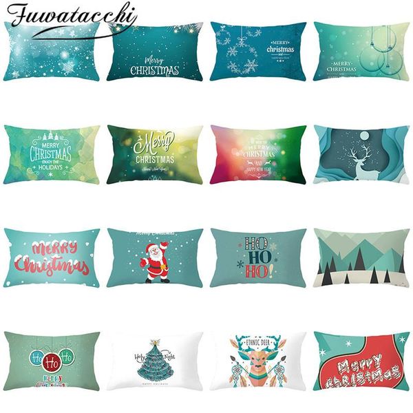 

pillow case fuwatacchi christmas deer printed cushion covers decoratives throw home sofa decor accessories pillowcase double