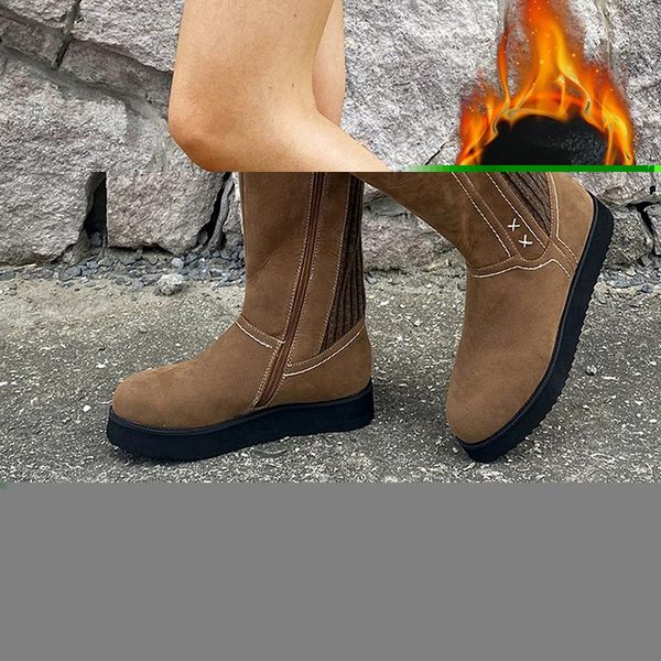 

tchai boots quality and gift for women winter autumn girls flat heel boot fashion knitting patchwork shoes, Black