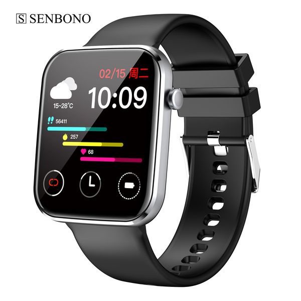 

senbono life1 2021 smart watch men sports waterproof clock fitness tracker blood pressure spo2 women smartwatch for android iosg, Slivery;brown
