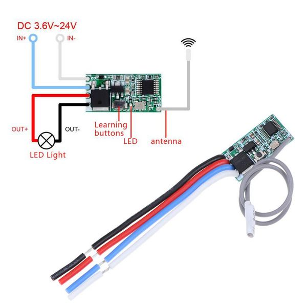 

modules 433 mhz 1ch rf relay receiver universal wireless remote control switch micro module led light controller dc 3.6v-24v diy