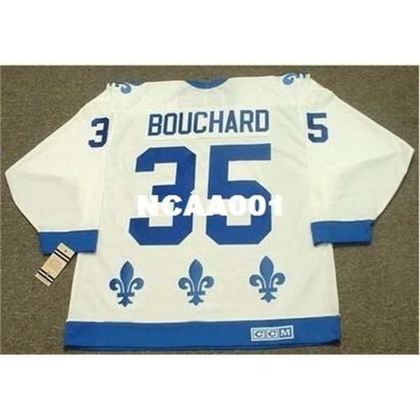 

668 #35 dan bouchard quebec nordiques 1984 ccm vintage retro home away home hockey jersey or custom any name or number retro jersey, Black