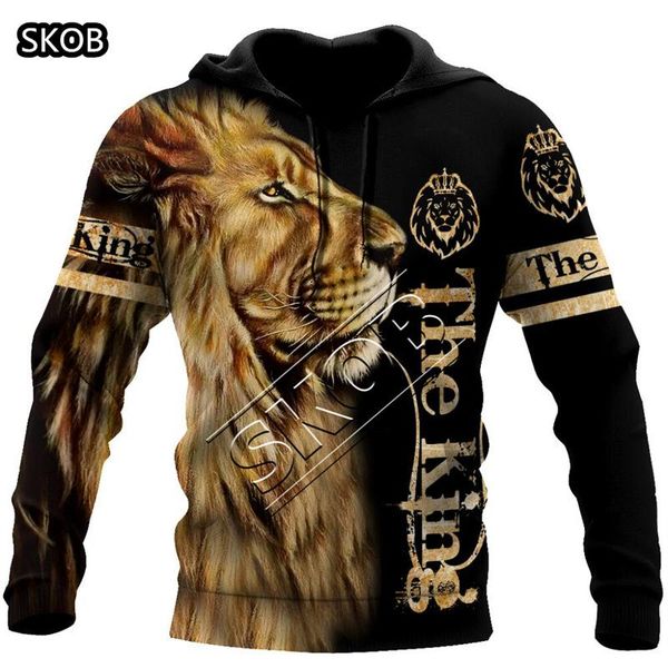 

men's hoodies & sweatshirts animal lion 3d printed men casual pullover zip hoodie streetwear sudadera hombre drop customer 88, Black