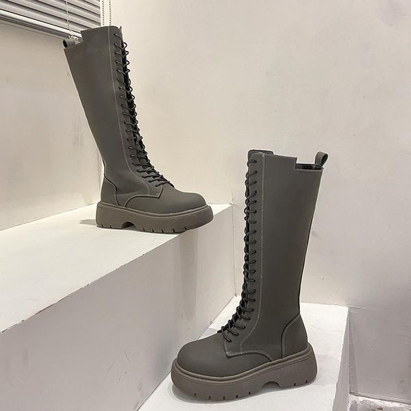 

boots 2021 autumn women long wedge heel knight shoes woman winter knee high leather motorcycle female footwear, Black