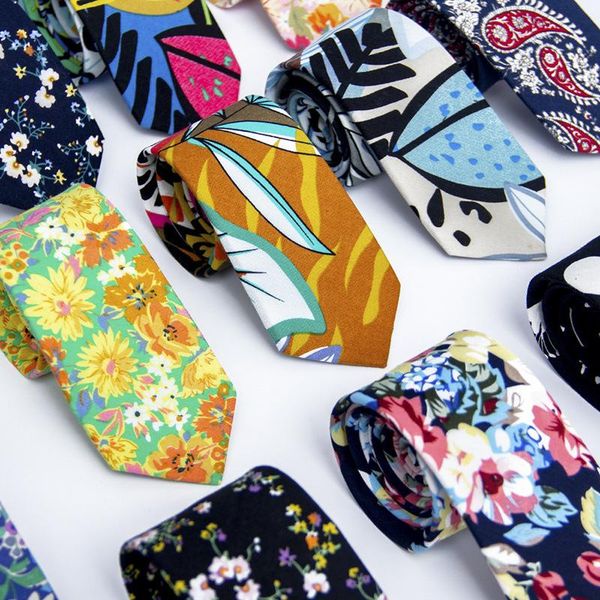 

neck ties sitonjwly cotton floral print tie for mens trendy casual male necktie handmade skinny women bow and, Blue;purple