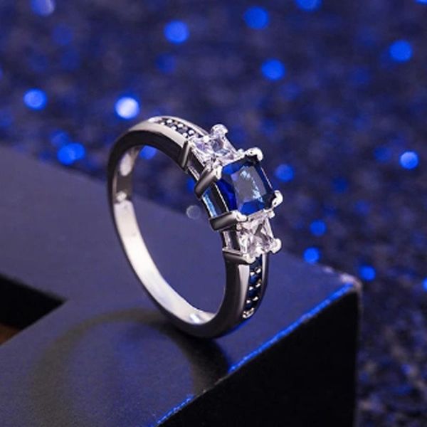 

cluster rings silver 925 jewelry for women sterling sapphire emerald gemstone ring wedding engagement fine wholesale, Golden;silver