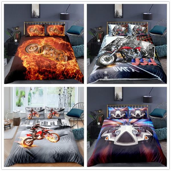 

bedding sets home textiles printed racing car quilt cover & pillowcase 2/3pcs us/ae/ue full size  set