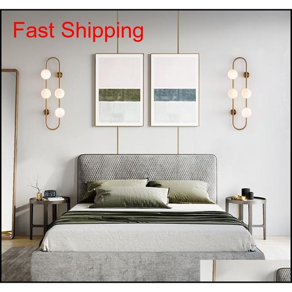 

nordic living room tv background wall glass ball lamp post-modern bedroom bedside qylxug toys2010