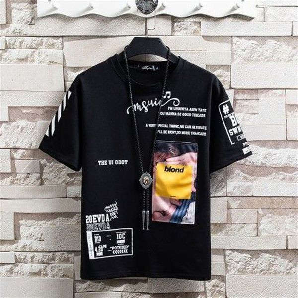 

2021 new hip hop camisa homem moda harajuku marca masculina rock camiseta casual vero tshirt streetwear estilo coreano s de es dimenses, White;black