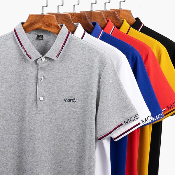 

2021 6 colors summer new men's business cotton fashion casual solid color short sleeve brand polo shirt 0fgc, White;black