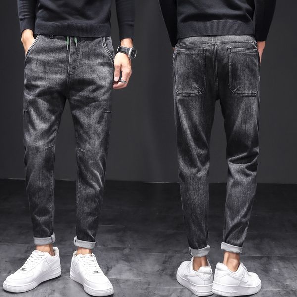 

spring and autumn fashion casual men's fashion all-match jeans comfortable and soft quality black trousers, Blue