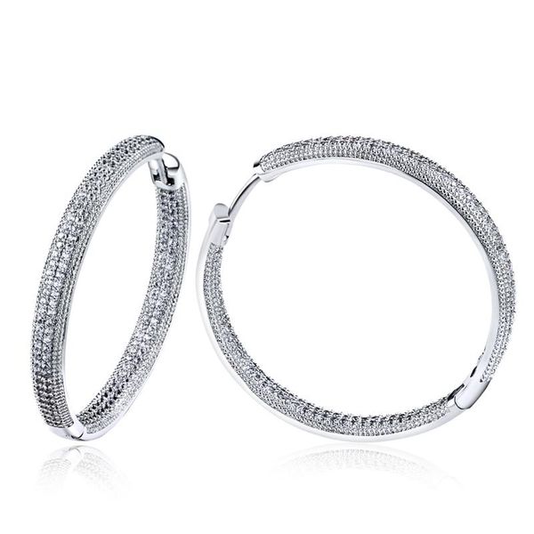 

New arrivals luxury women Hoop Earring wedding party earring copper material setting white cz fashion jewelry Free drop shipping, Golden;silver