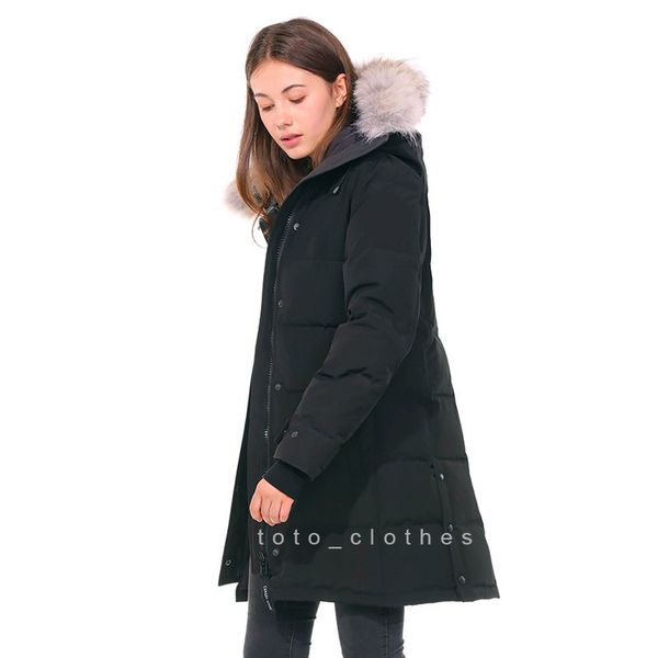 

winter canada women designer parka thick warm fur removable hooded chaquetÃ³n down jacket women's slim coat chaqueton doudoune, Black