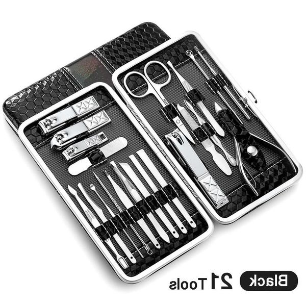 

nail art kits 21 pcs manicure set kit pedicure scissor tweezer knife ear pick utility clipper stainless steel care tool sets upgrade