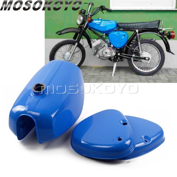 

motorcycle fuel system 3pcs blue oil tanks retro gas tank with side cover pad for simson s50 s51 s70 all years