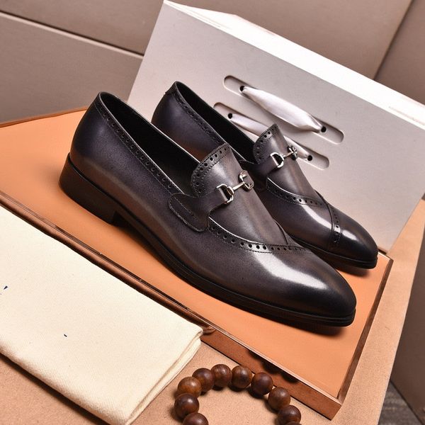 

men dress shoes formal shoes men's handmade business wedding big size genuine leather lace-up male, Black