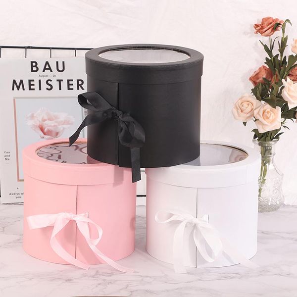 

gift wrap double layers round rotating box flower packing diy decor