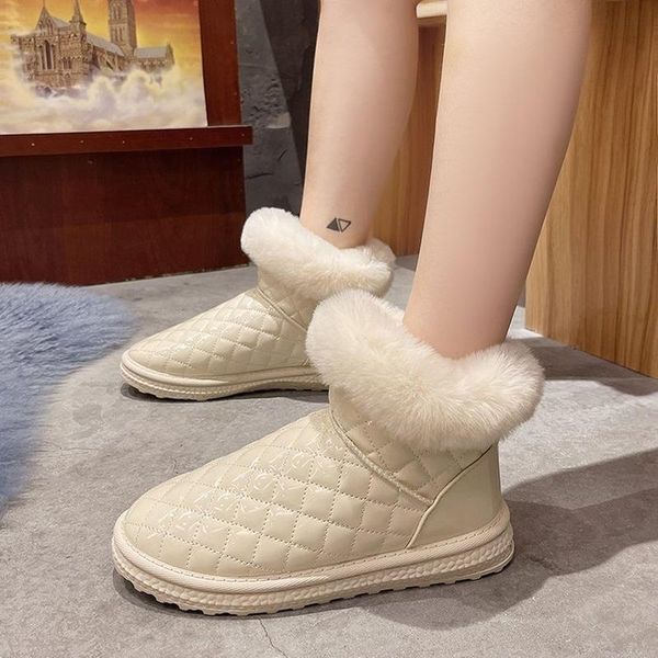 

boots fashion snow 2022 winter plus velvet thickening korean version of the flat-bottomed short-tube locomotive cotton, Black