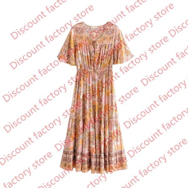 

floral print casual bohemian dress for women new chic summer maxi dress v-neck flare sleeve boho beach holiday seaside dress long female, Black;gray