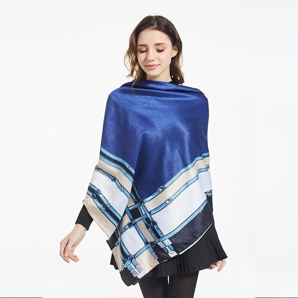 

scarves fashion women scarfs hijab variety of options silk feeling 140*140cm shawl scarf square head wraps, Blue;gray
