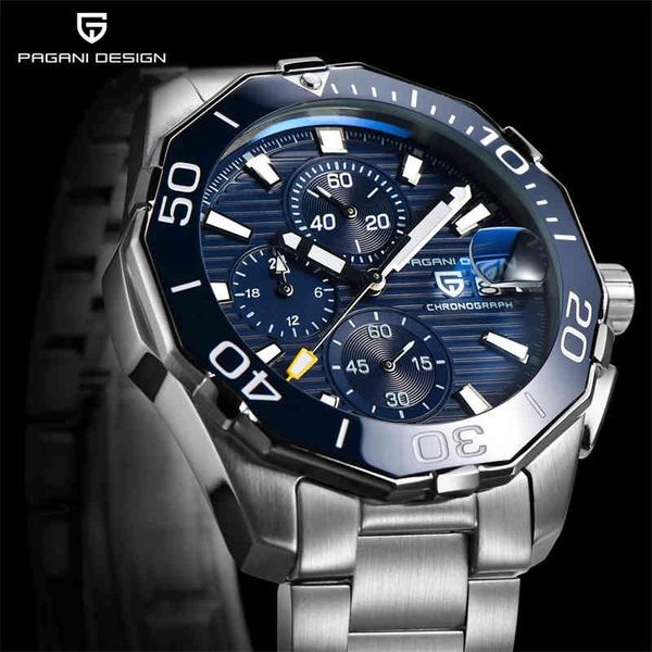 

pagani design 2021 new business stainless steel 30m waterproof watch men ceramic bezel quartz luxury men's watches reloj hombre, Silver