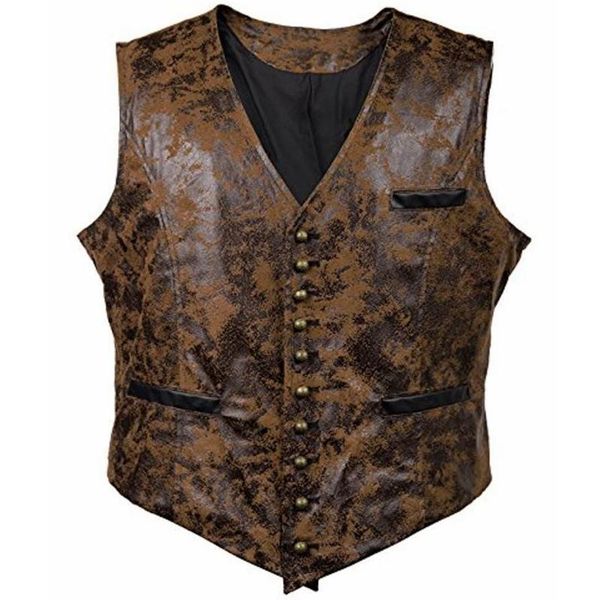 

men's vests vintage faux leather men v-neck suede single-breasted coat vest plus size slim waistcoat mens lugentolo, Black;white