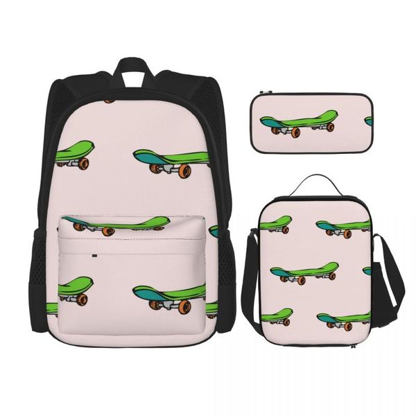 

backpack 3 set 2021 skateboarding pattern shoulder bags school bag mochilas student