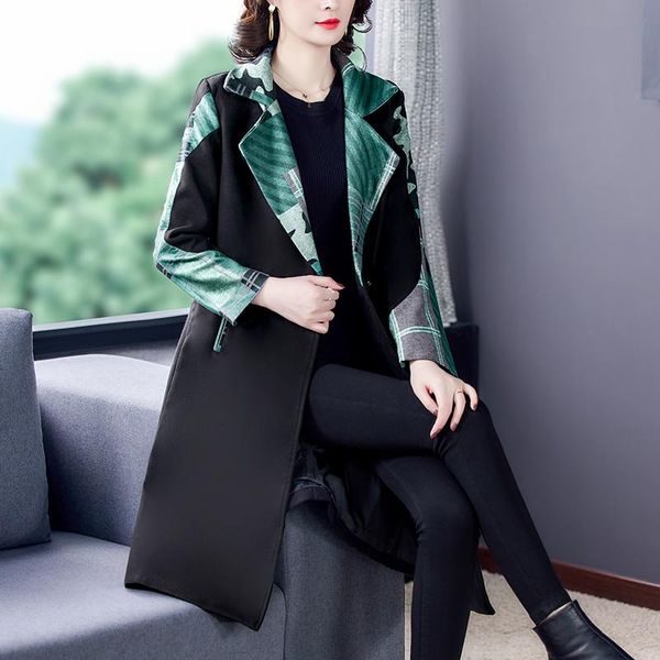 

women's wool & blends winter 4xl plus size casual black classic print warm wool&blends 2021 autumn vintage elegant bodycon women long o