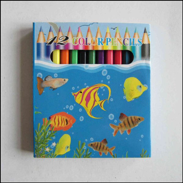 

mini 12 children's student drawing set plastic corner bar color pencil