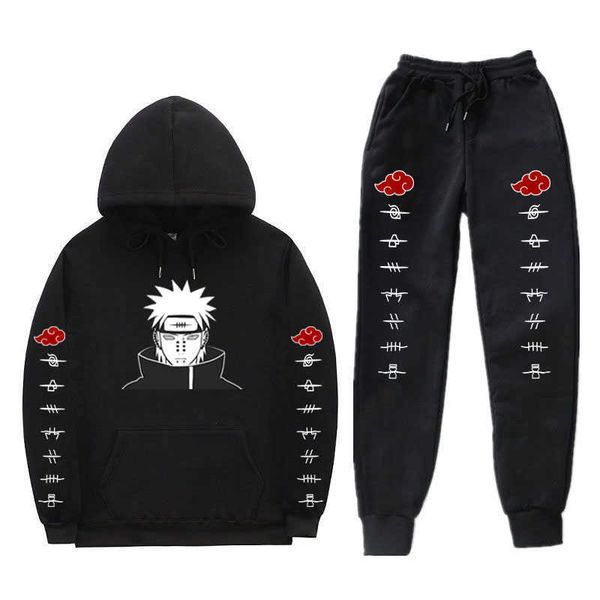 Set da uomo Streetwear Felpe con cappuccio Set Anime Akatsuki Payne Heavenly Way Pantaloni con cappuccio da jogging tuta sportiva da uomo tuta X0610