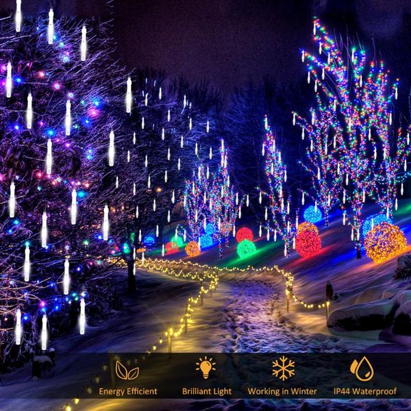 

new year outdoor meteor shower rain ip68 10tube led string lights for tree christmas wedding party decor usb/dc12v fairy garland