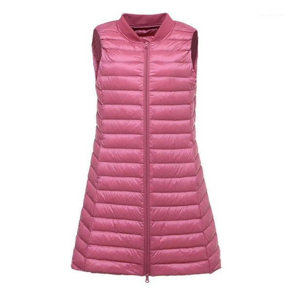 

women's down & parkas women duck long vest ultra light portable slim waistcoat female stand collar sleeveless jacket, Black