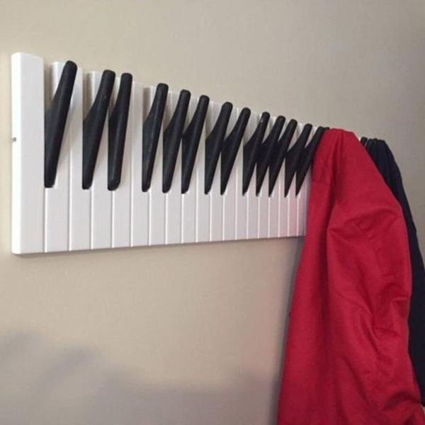 

hooks & rails wooden piano multi-group horizon coat hook racks creative wall mounted clothes on the hanger behind door