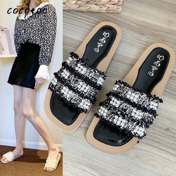 

slippers 2021 summer wear small fragrance wind ladies sandals women fashion wild gentle fairy and, Black