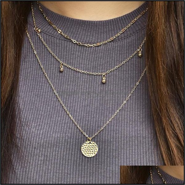 Kolye Jewelrypendant Kolyeler Altın Renkli Suçlu Kolye Kadınlar için 3 Katman Boncuk Sequin Zincir Kolyeler Veet Chokers Moda Takı Dr