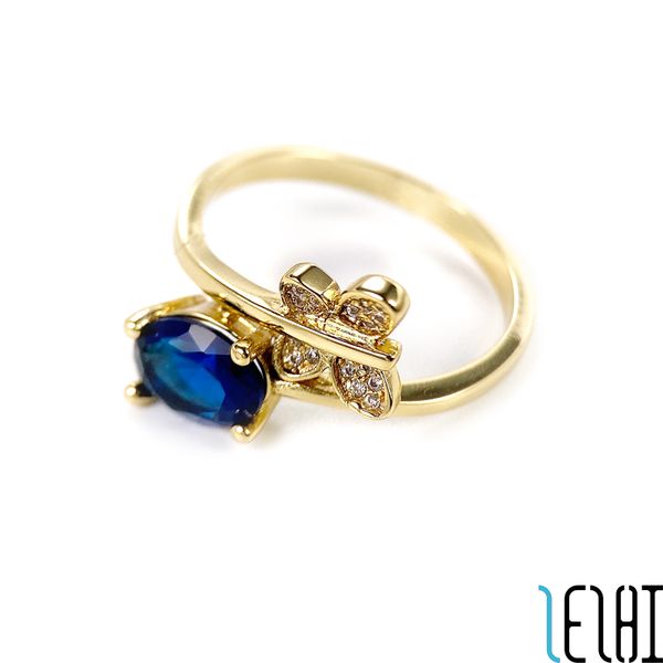 

charm eternal love forever promise wedding ring 18k gold plating butterfly blue diamond engagement rings fashion bridesmaid sisters friendsh, Slivery;golden