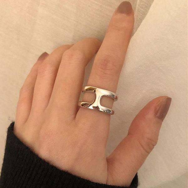 

cluster rings stainless metal finger ring for women simple smooth cross korean and japan style elegant cool fashion jewelry, Golden;silver