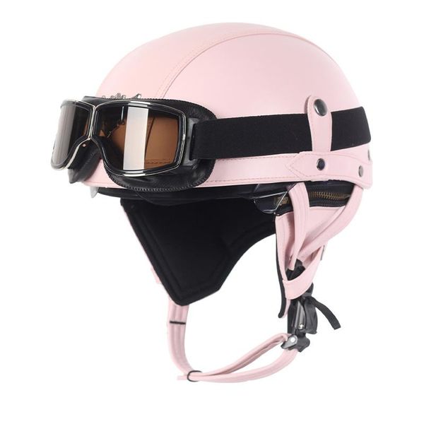 

motorcycle helmets 2021 half face helmet leather vintage casco moto open retro chopper biker pilot for man