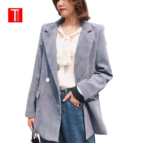 

women's suits & blazers tmoda782 vintage double breasted corduroy blazer women 2021 elegant notched collar outerwear casual jacket femi, White;black