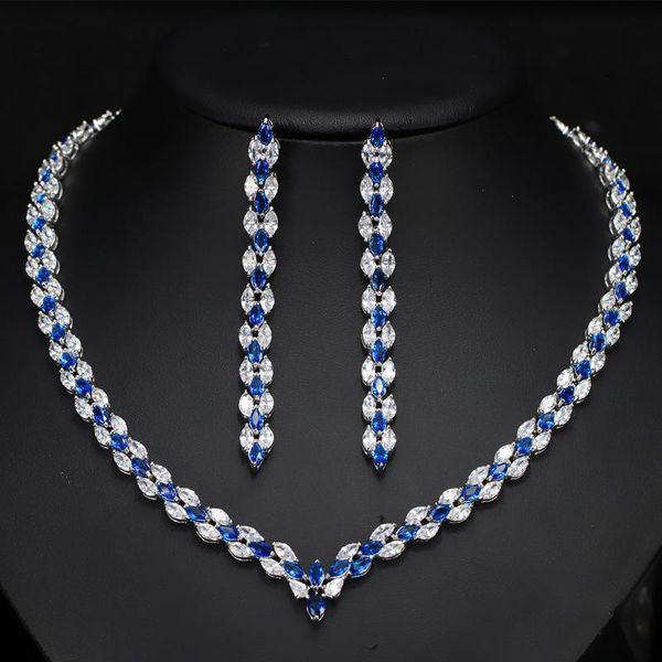

earrings & necklace blue and ladies jewellery sets for wedding, Silver