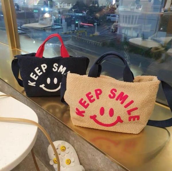 

korean bag plush female crossbody autumn/winter large-capacity cute simple lamb hair handbag shoulder bags