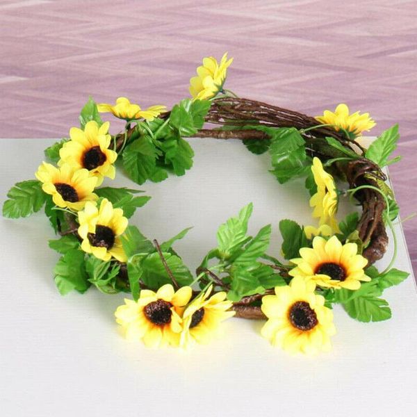 

home decor 2.6m artificial sunflower garland fake flowers ivy leaf vines plants outdoor hanging decor