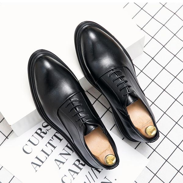 

mens lace-up round toe rubber black formal dress oxfords shoes large size elegantes business wedding groom gents leather shoes
