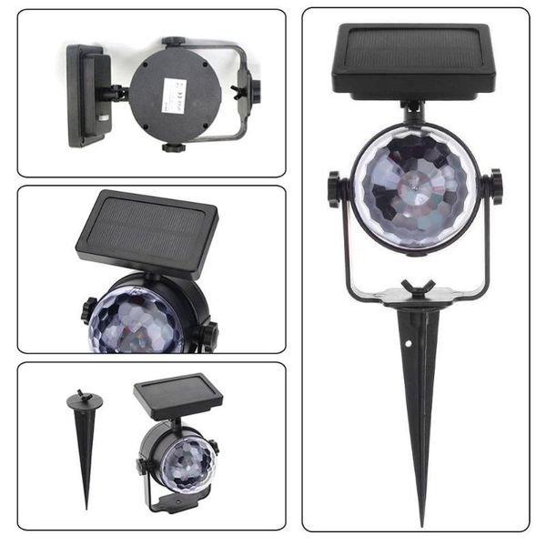 

rgb multicolor changing led solar power projector light spotlight carnival auto rotate outdoor waterproof garden lawn decor lamp