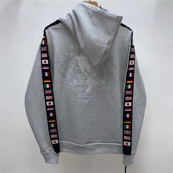 

2021 new embroidery box kith love the city hoodie men women 1:1 flag ribbon heavy fabric pullovers 7vk9, Black