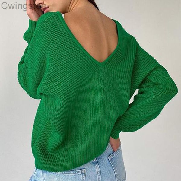 

women's sweaters leisure v-neck loose green pullovers casual solid fashion ladies elegant chic autumn oversized jumper, White;black