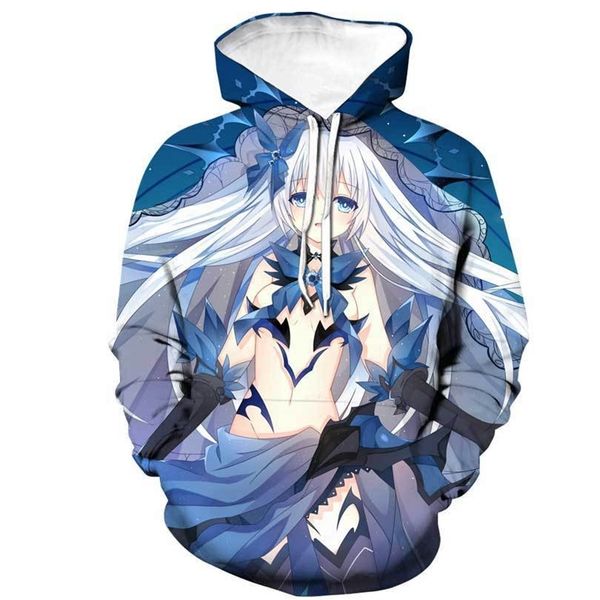 

men's autumn and winter new high street style 3d digital animation dating lovers' sweater printing, Black