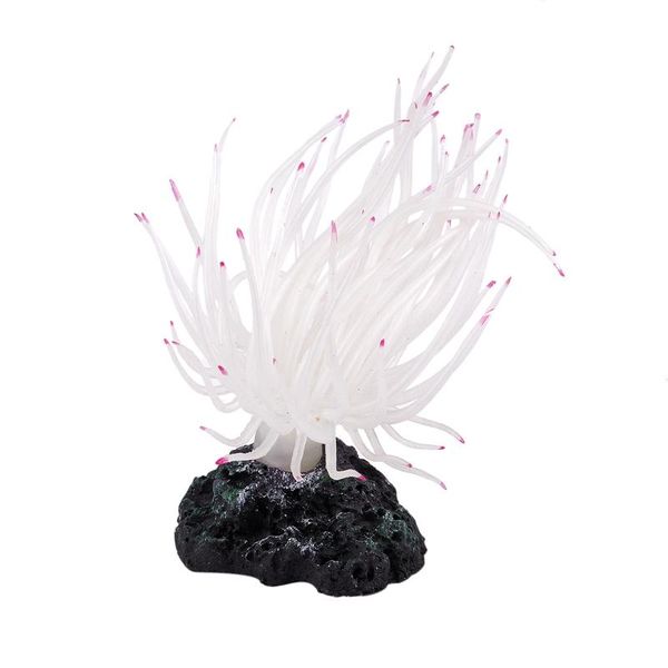 

decorations silicone aquarium underwater artificial grass plant 4-inch high white
