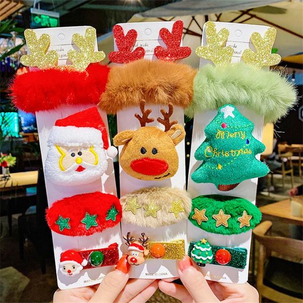 

hair accessories 5set/lot girls cute christmas tree antlers hairball hairpins kids sweet headband clip barrettes fashion accessorie, Slivery;white
